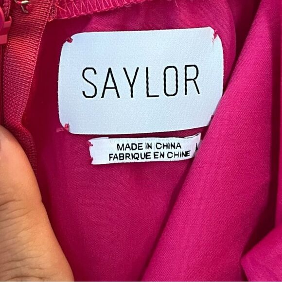 Saylor NYC Karalyn Pink Mini Dress Ruffle Bow Back Size Large - Picture 12 of 12